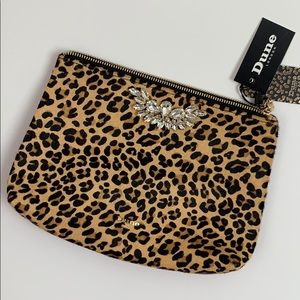 Dune London Calf Hair Leopard Red Suede Clutch